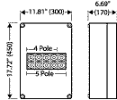 K 2404, Liquid Tight Polycarbonate Enclosure (Indoor Installation), from 4- 500 MCM AWG 3 phase, 4-pole, with Terminal Block Dimensions: (W) 17.72"(450) x (H) 11.81"(300) x (D) 6.69"(170)