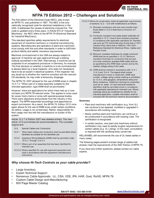 NFPA 79 Tray Control Cable 3