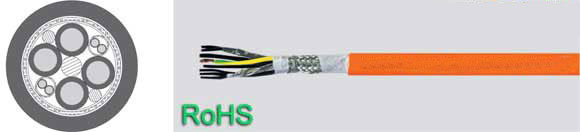 TOPSERV 121, Highly Flexible, Two Approvals UL/CSA, VDE Reg. No., Drag Chain Servo Cable, PUR Jacket, Halogen-Free, Sealcon, European  