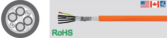 TOPSERV 220, PVC, flexible servo cable for permanent laying, 0.6/1 kV, EMI preferred type, RoHS Approved, RoHS Compliant, European  , Sealcon