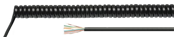 PUR Spiral Cables Black, RoHS Approved, RoHS Compliant, Sealcon, European  