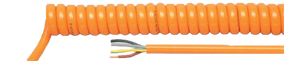PUR Spiral Cables Orange, RoHS Approved, RoHS Compliant, Sealcon, European  