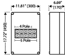 K 1205, Liquid Tight Polycarbonate Enclosure (Indoor Installation), from 6 - 300 MCM AWG 3 phase, 5-pole, with Terminal Block Dimensions: (W) 17.72"(450) x (H) 11.81"(300) x (D) 6.69"(170)