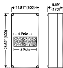 K 2404, Liquid Tight Polycarbonate Enclosure (Indoor Installation), from 4- 500 MCM AWG 3 phase, 5-pole, with Terminal Block Dimensions: (W) 17.72"(450) x (H) 11.81"(300) x (D) 6.69"(170)