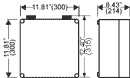 Mi 9231, Empty Enclosure, Hinged, Housing/Lid: Polycarbonate (Opaque), Type NEMA 4x, (IP65) Useable Space: (W) 10.83"(275) x (H) 10.83"(275) x (D) 7.52" (191) mm , Opaque Lid
