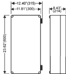 Mi 9430, Empty Enclosures, Hinged, Housing/Lid: Polycarbonate (Opaque/Transparent), Type NEMA 4x, (IP65) Useable Space: (W) 10.83"(275) x (H) 22.64"(575) x (D) 7.52" (191) with Transparent Lid